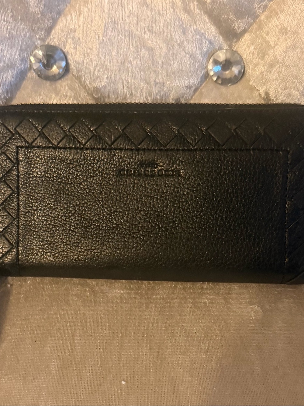 Liebeskind Berlin Black diamond Woven-Trim Leather Wallet